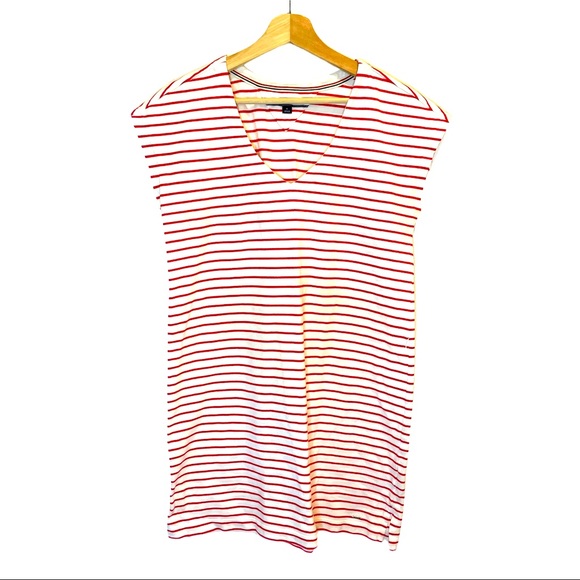 TOMMY HILFIGER Red and White Striped Shift Dress - Picture 1 of 11